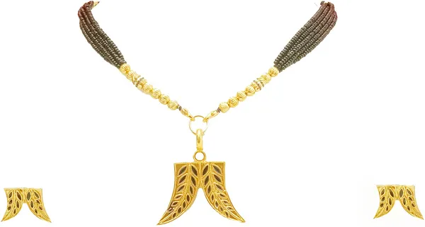 Assamese_Traditional_Gold_Plated_Black_Colour_Hatti_Dant_Tassel_Jewellery_Set_For_Women